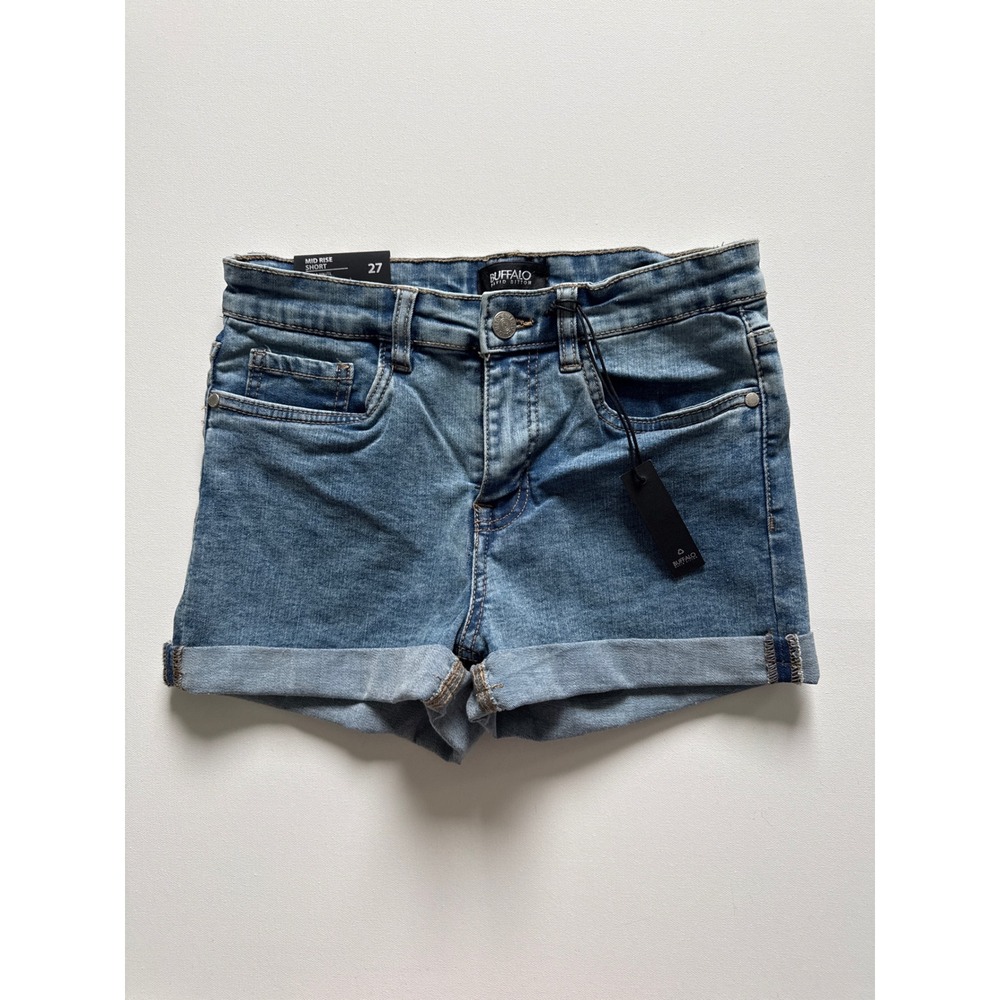 Buffalo David Bitton Cece Mid Rise Denim Shorts Robins Egg Blue 27 44BPLB0110P